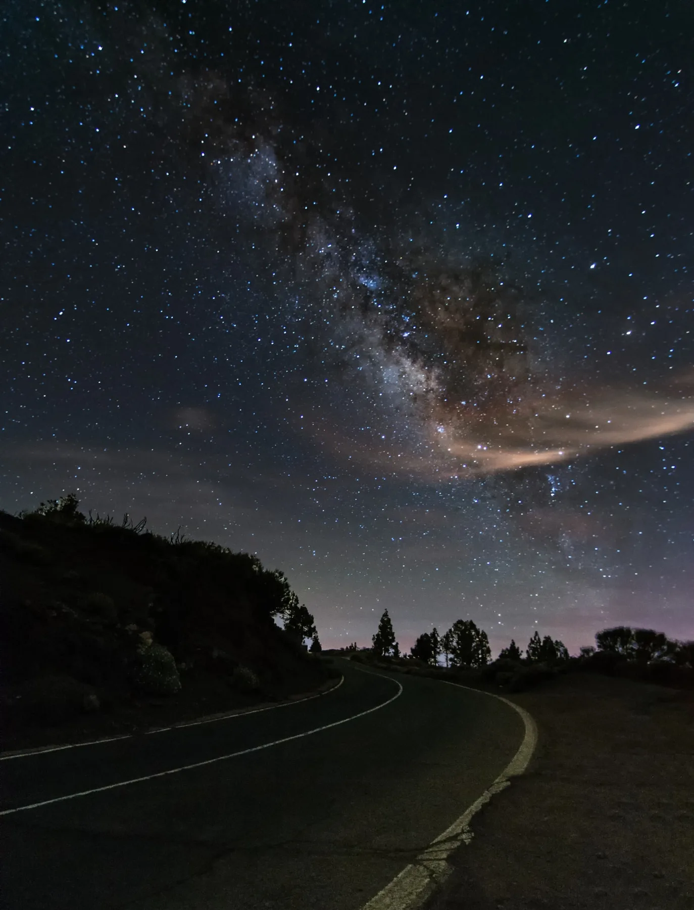 Milky Way over Teide from the national park road